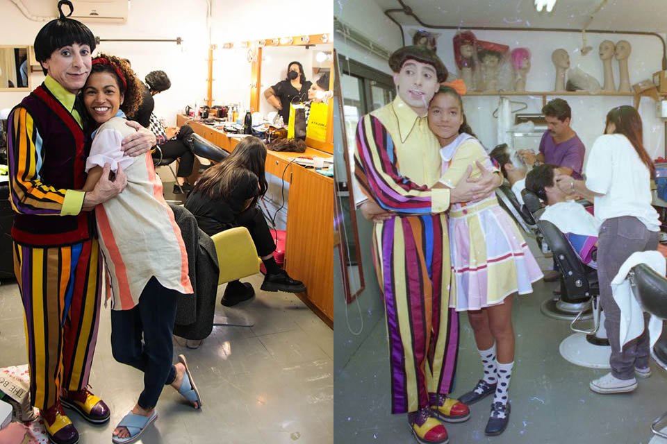 Cassio Scapin e Cinthya Rachel recriam foto nos bastidores de Castelo Rá-Tim-Bum