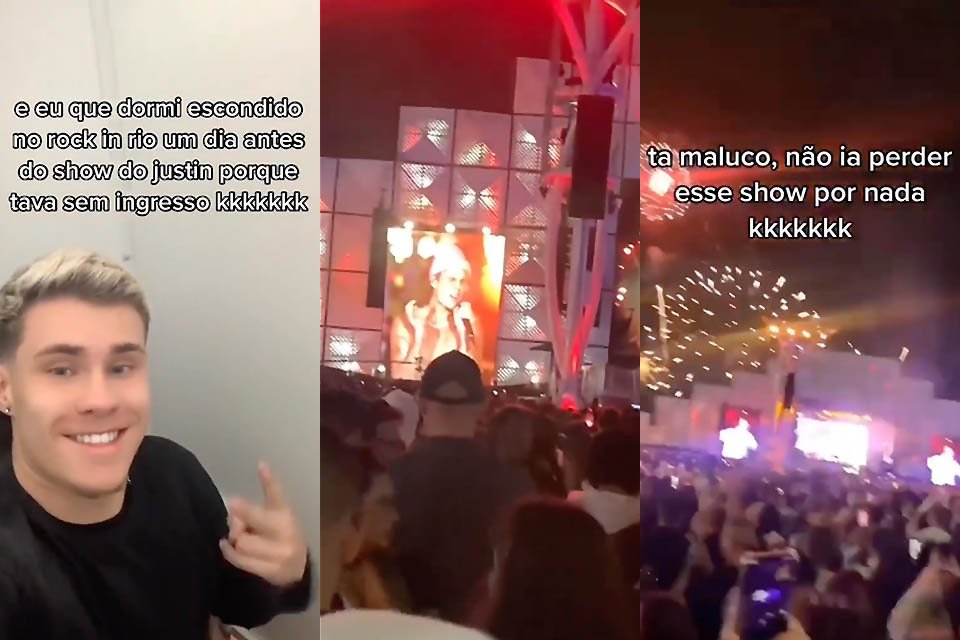 O ator Kadu Schons dormiu escondido no Rock in Rio para ver o show de Justin Bieber sem pagar