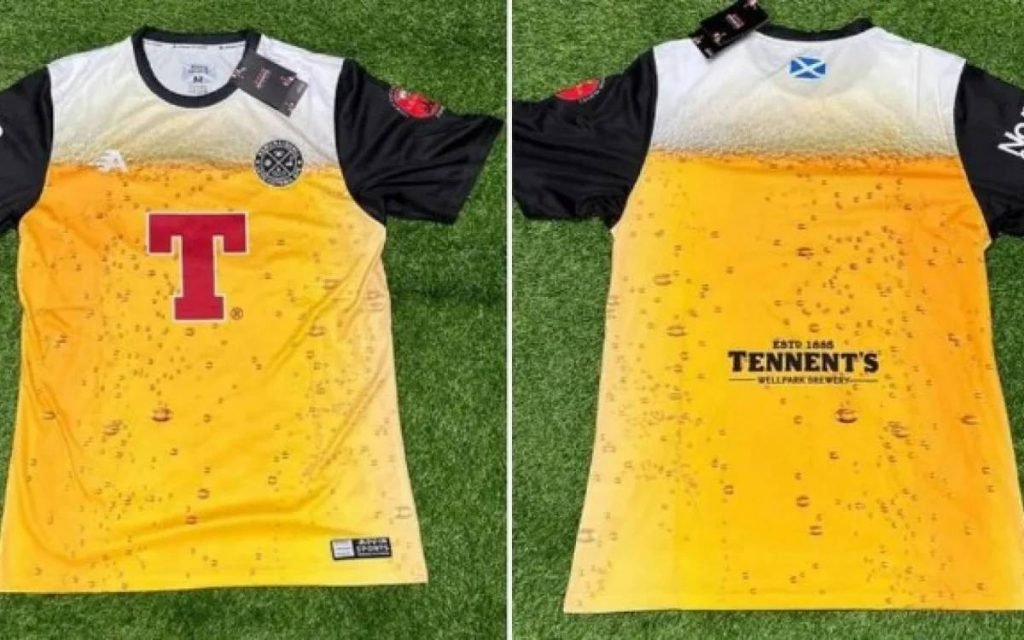 Clube escocês lança camisa de jogo com estampa de cerveja