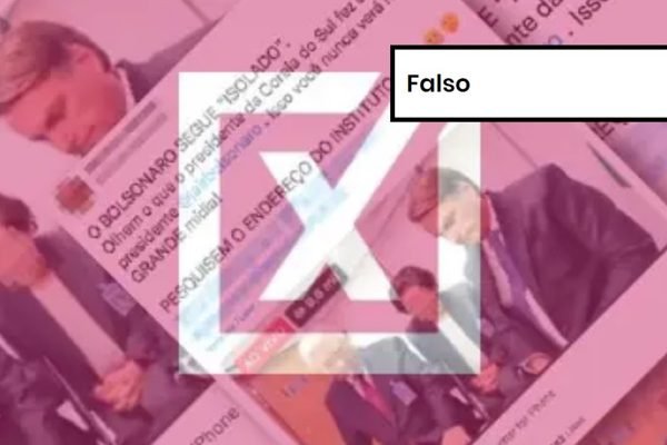 Imagem colorida de postagem falsa sobre encontro de pastor sul-coreano com Bolsonaro