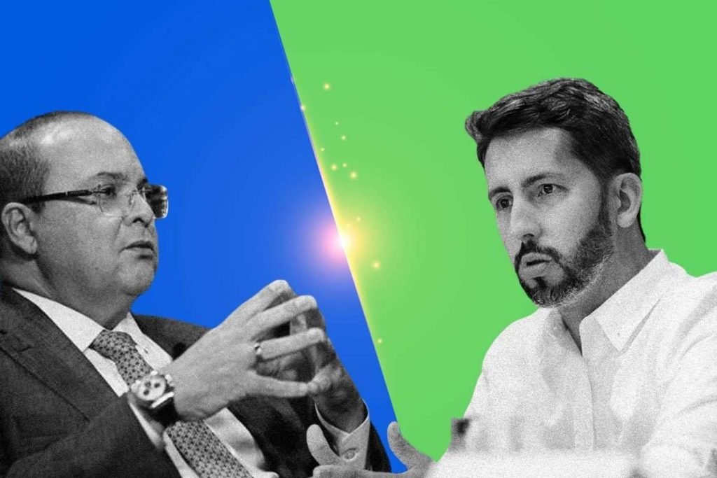 Montagem com os candidatos ao governo do Distrito Federal, Leandro Grass (PV) e Ibaneis Rocha (MDB) frente a frente