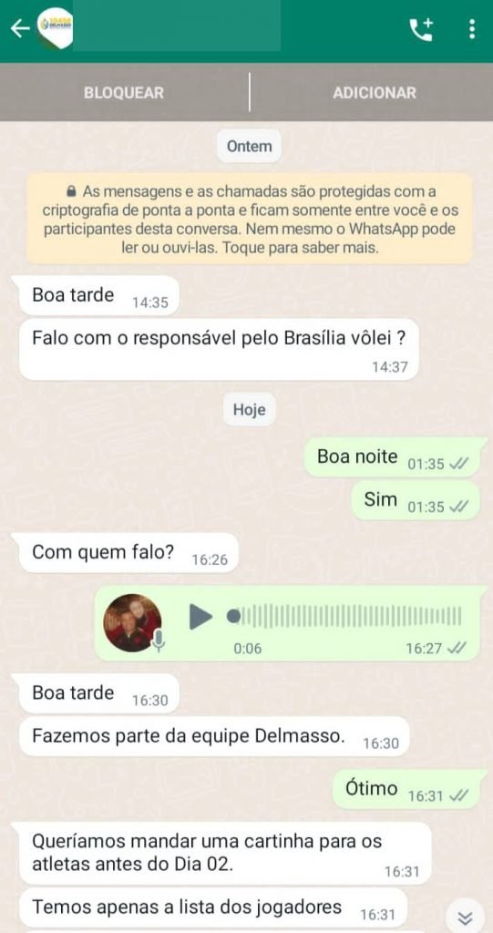 Imagem colorida de conversa no WhatsApp