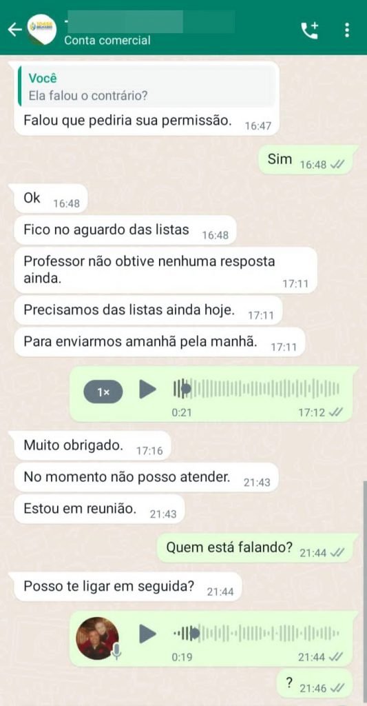Imagem colorida de conversa no WhatsApp