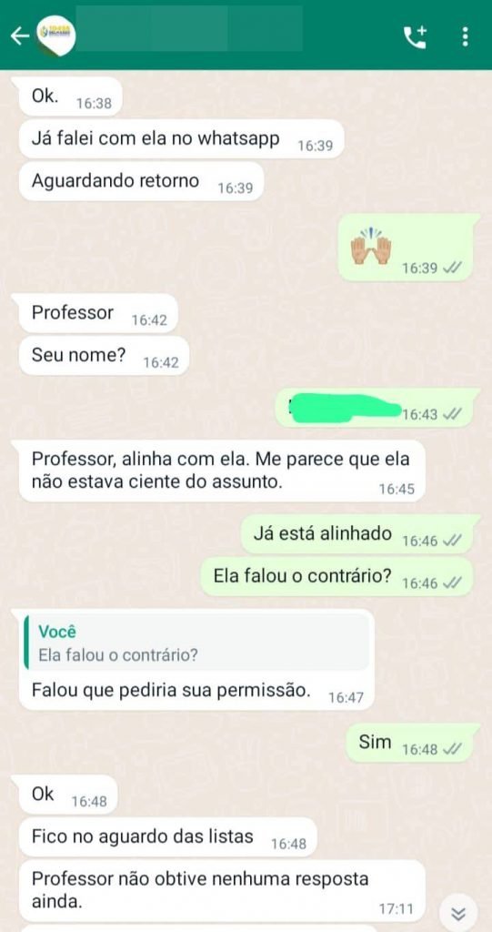Imagem colorida de conversa no WhatsApp