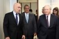 Carlos Cesar Moretzsohn Rocha (à direita) com Moraes durante visita ao TSE