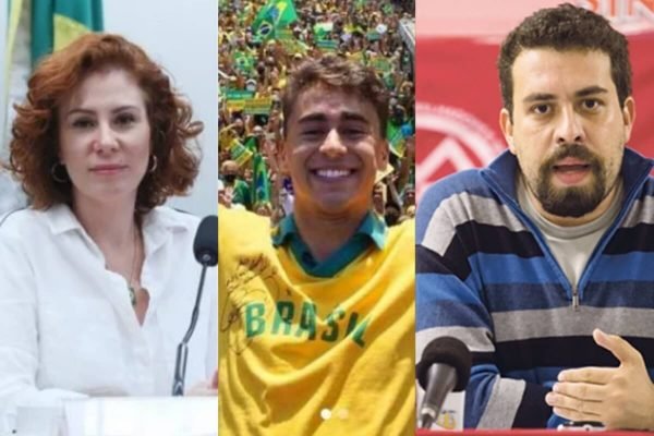 Carla Zambelli, Nikolas Ferreira e Guilherme Boulos