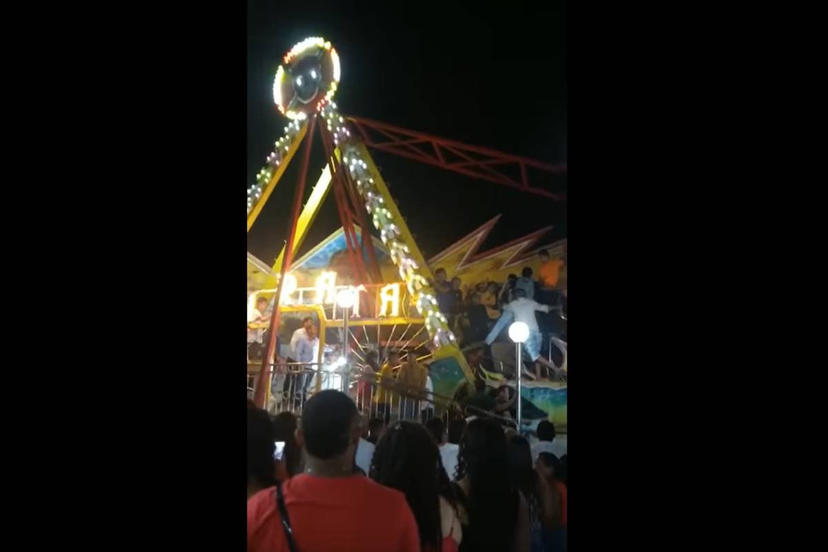 Vídeo: brinquedo parte ao meio em parque de diversões no Ceará