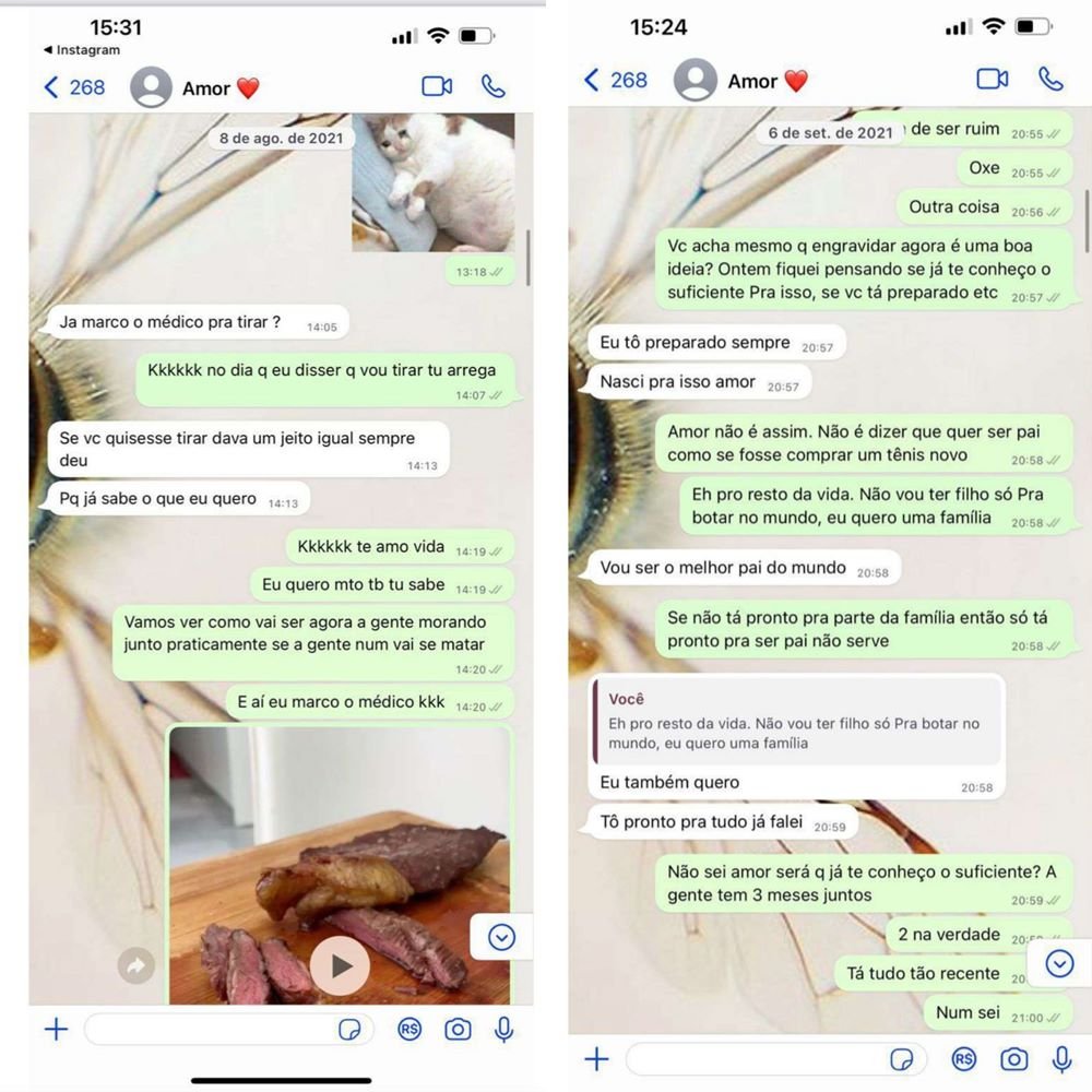 Print de uma conversa de Karoline Lima e Éder Lima