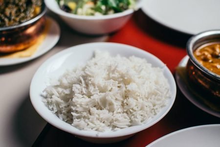 Foto colorida de um prato de arroz