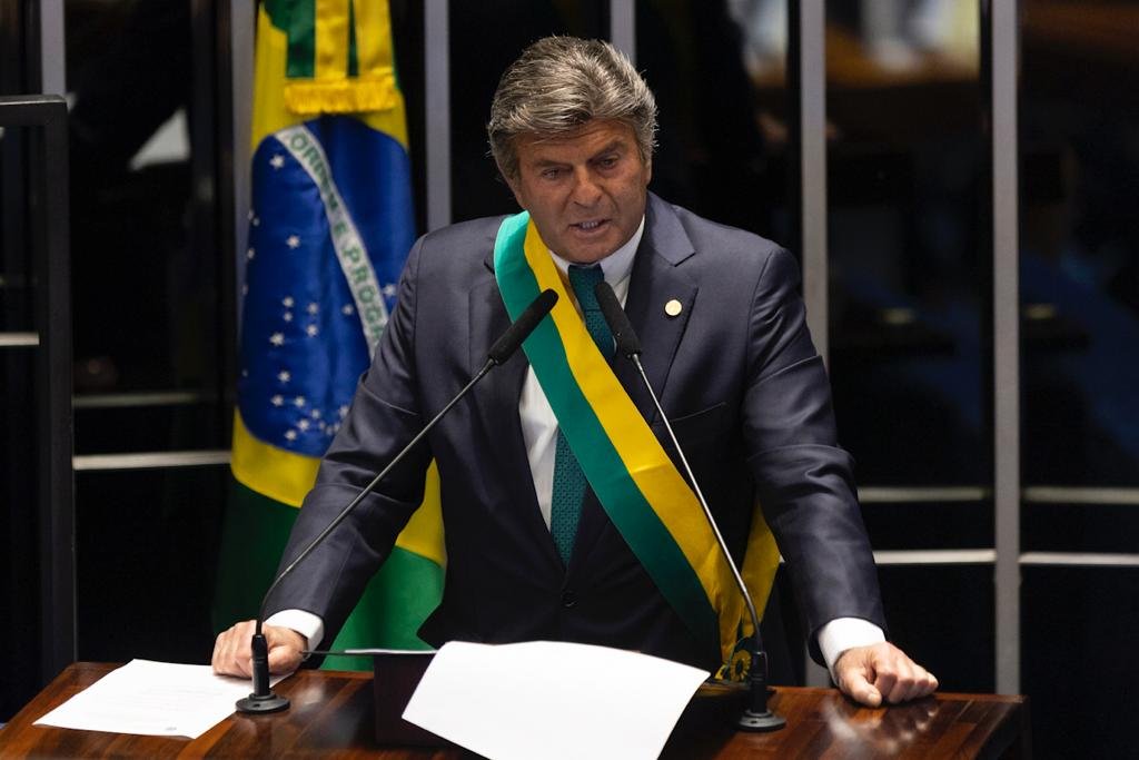 Ministro STF Luiz Fux durante pronunciamento no plenario senado
