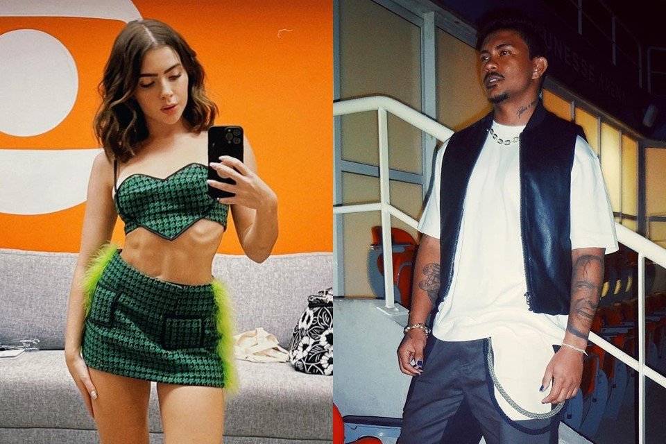 Montagem com fotos de Jade Picon e Xamã