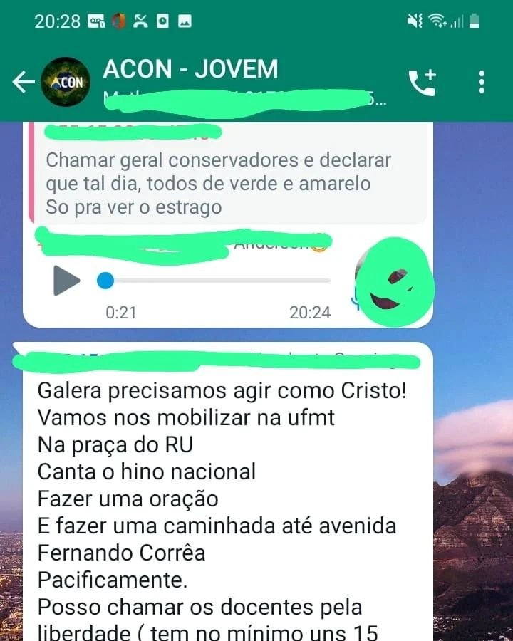 Estudantes bolsonaristas estimulam ato armado na Universidade Federal do Mato Grosseo