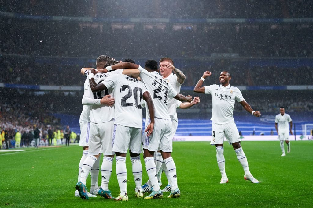 Real Madrid comemorando gol - Metrópoles