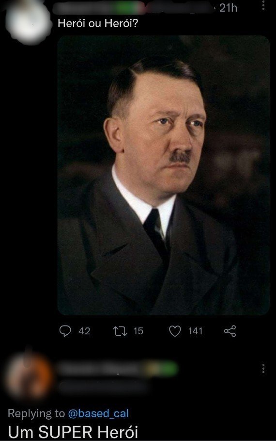 Foto de Adolf Hitler com comentário que ele é um super herói