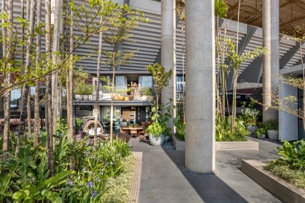 Espaço externo de arquitetura da Finitura no CasaCor 2022-Metrópoles