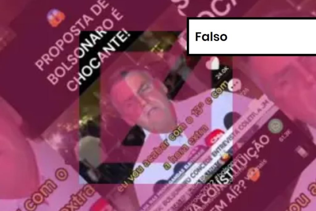 Imagem colorida de postagem falsa sobre Jair Bolsonaro