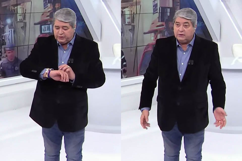 José Luiz Datena se irrita com equipe no Brasil Urgente - Metrópoles