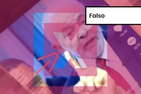 Imagem colorida de postagem falsa sobre Lula
