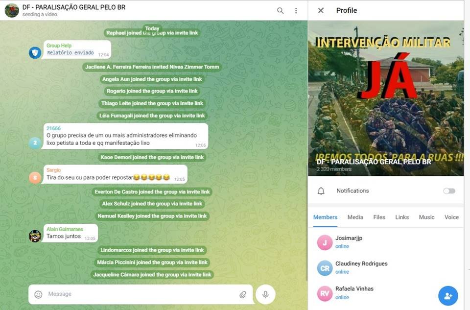 Golpismo bolsonarista no Telegram