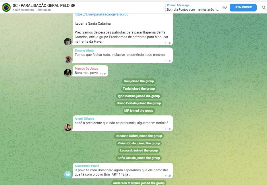 Golpismo bolsonarista no Telegram