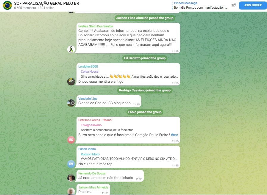 Golpismo bolsonarista no Telegram