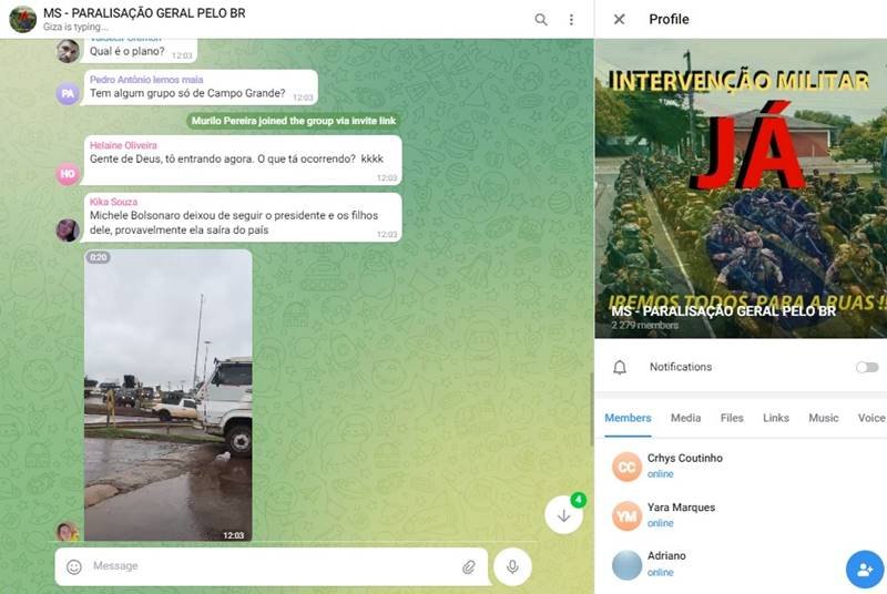 Golpismo bolsonarista no Telegram