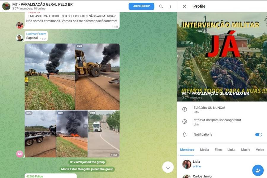 Golpismo bolsonarista no Telegram