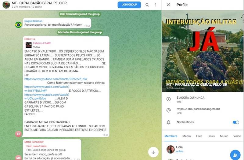 Golpismo bolsonarista no Telegram