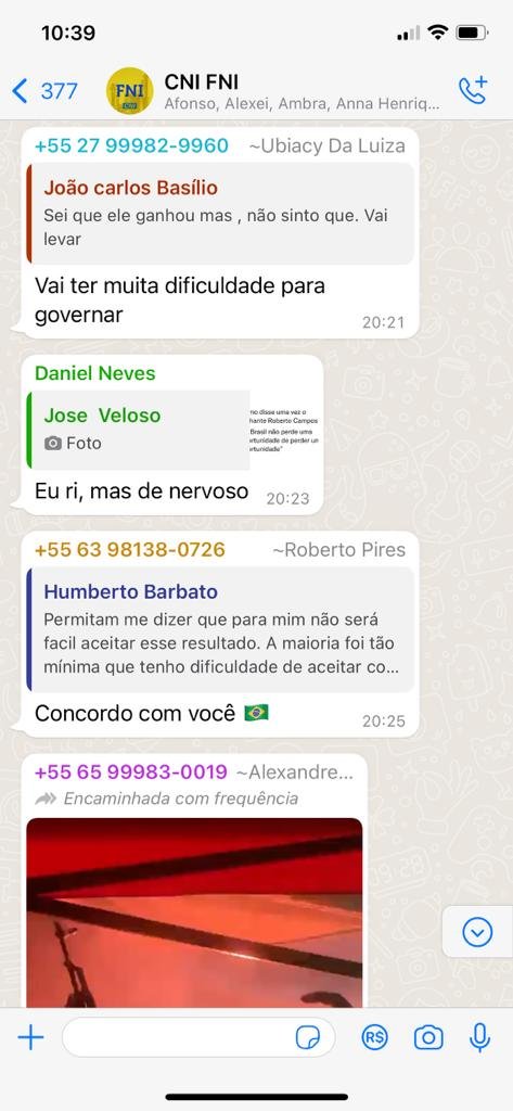 Empresários questionam vitória de Lula em grupo de WhatsApp da CNI