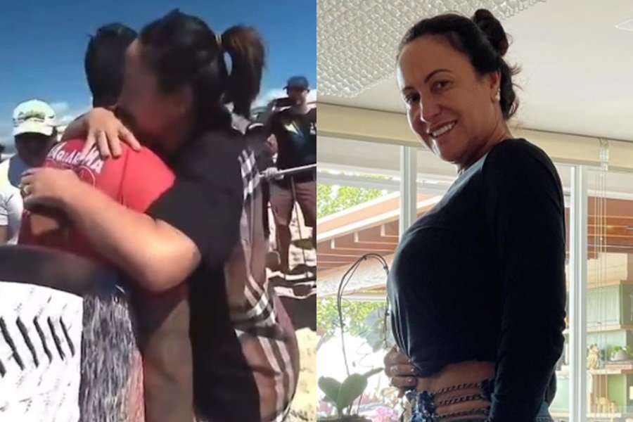 Simone Medina abraça o filho após ele vencer competição (Reprodução/Montagem Metrópoles)