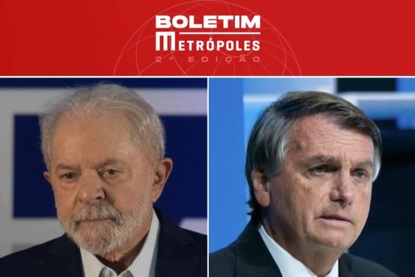 Imagem colorida de Lula e Jair Bolsonaro, destaques do Boletim Metrópoles de 8/11/2022