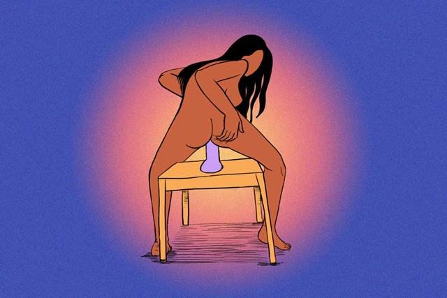 Ilustração posições sexuais com dildo de ventosa - Metrópoles
