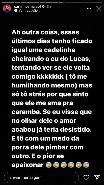 Carlinhos Maia se declara para Lucas Guimarães