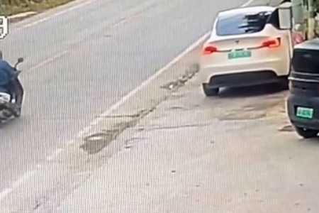 Imagem colorida de carro Tesla nas ruas da China