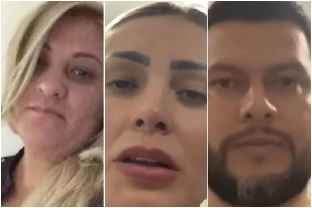 Em fotos justapostas, da esquerda para direita, Marisete de Faveri, sua filha Andressa Urach e o marido da ex-modelo, Thiago Lopes - Metrópoles