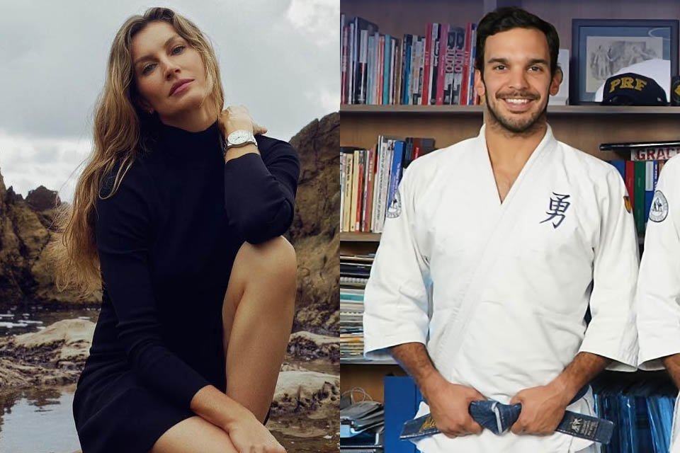 Montagem com a top model Gisele Bündchen e o professor de jiu-jitsu Joaquim Valente - Metrópoles