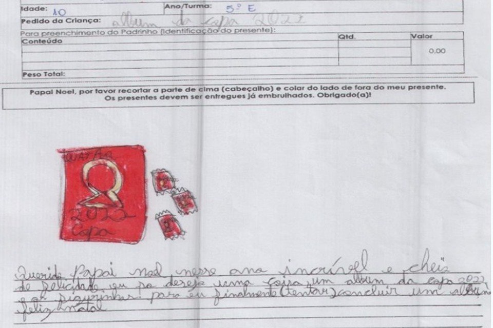 Cartinha com desenho vermelho