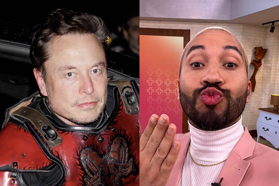 Elon Musk, to the left, and Gil do Vigor, commanding beijo, to the right - Metropolis