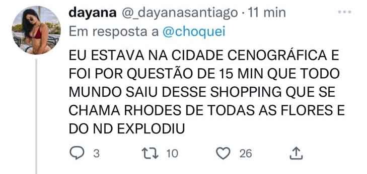 Funcionária da Globo relata detalhes de incêndio em cenário do Projac, na Globo do Rio de Janeiro em comentário do Twitter - Metrópoles