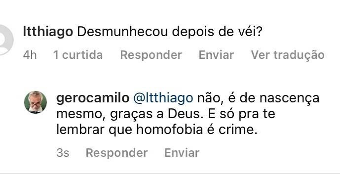 Gero Camilo sofre ataque homofóbico no Instagram