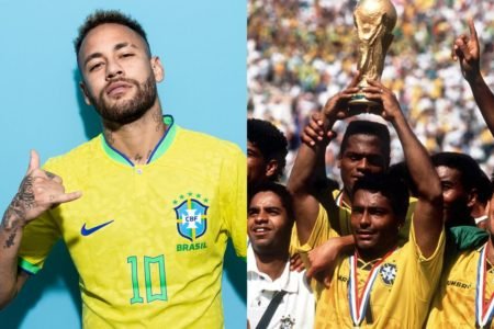 Montagem com fotos contrapostas de Neymar Jr. e Romário - Metrópoles