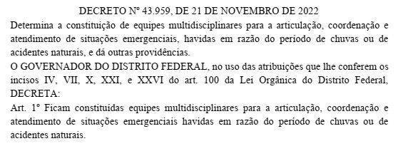 DecretoEquipe de atendimento chuva DODF 22.11.22