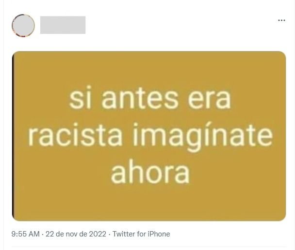 Print de um tweet de um torcedor da Argentina sendo racista no Twitter