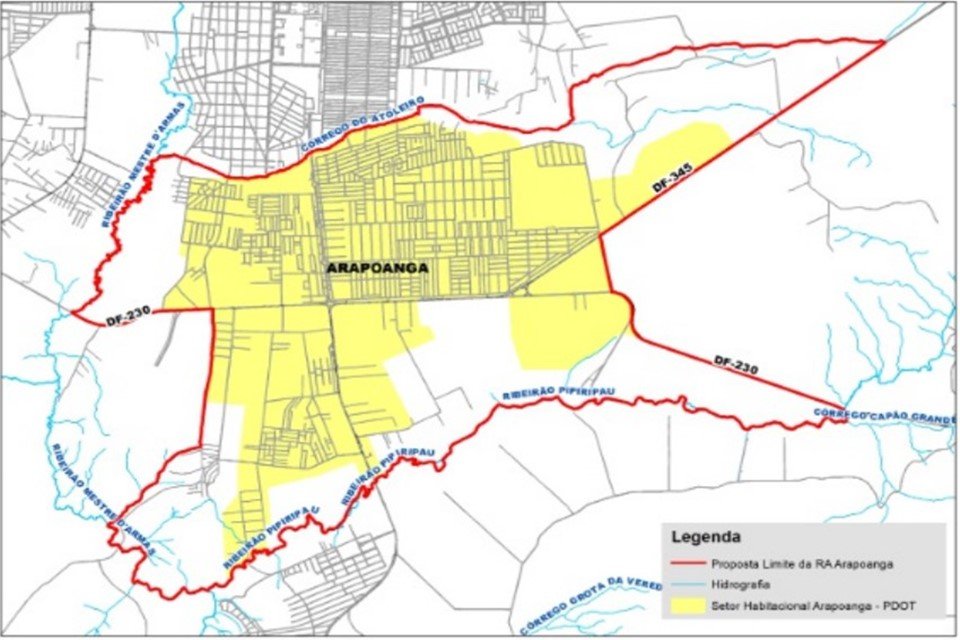 Delimitação da Região Administrativa de Arapoanga