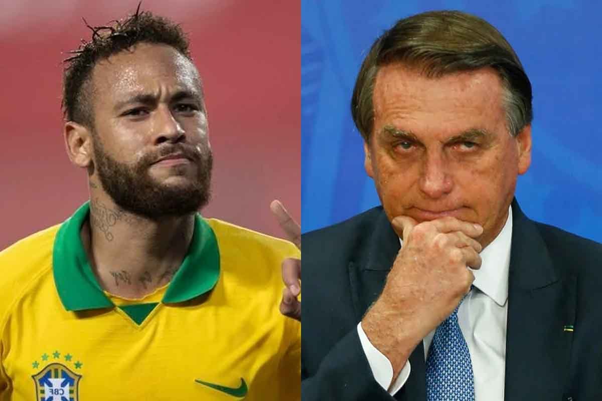Fotos do jogador Neymar Jr. e do presidente Jair Bolsonaro