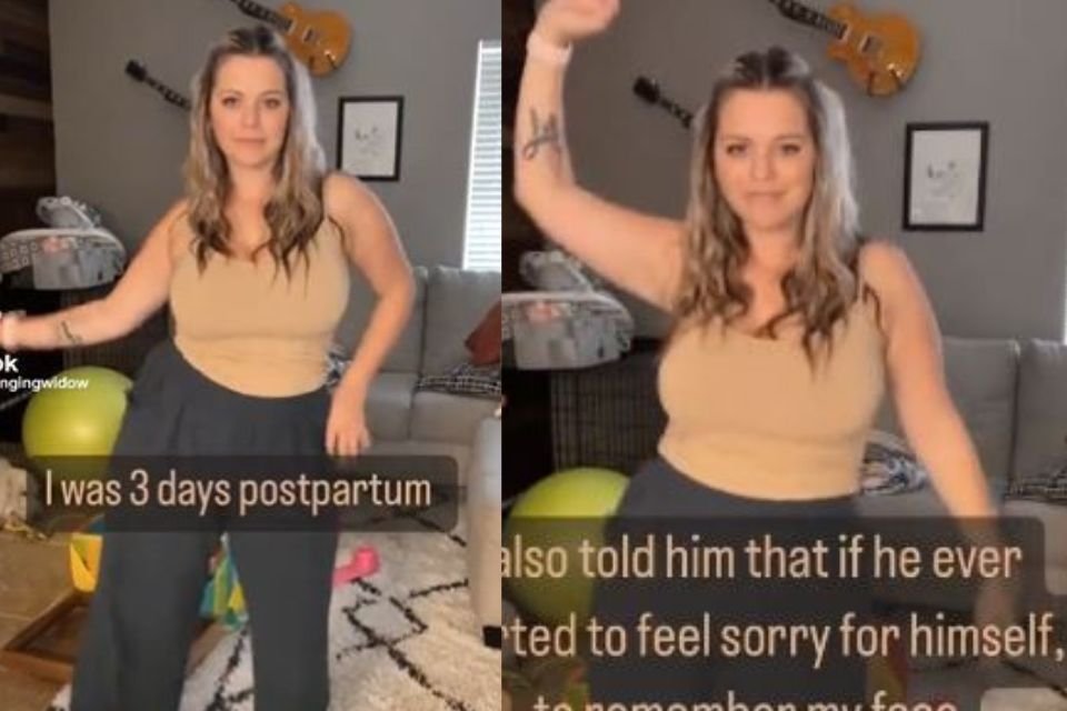Foto colorida de mulher dançando em vídeo após porte do marido-Metrópoles