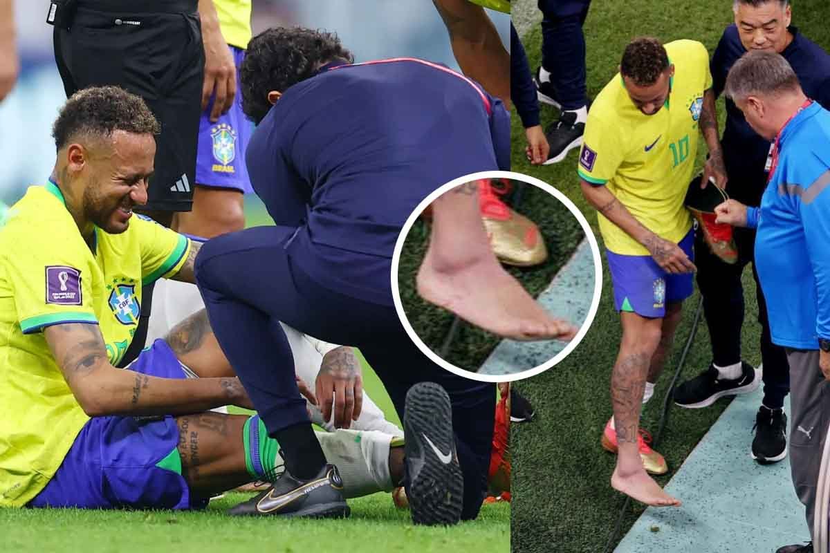 Foto de Neymar com dores em campo