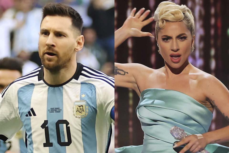 Messi, jogador da Argentina, e Lady Gaga