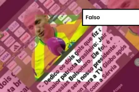Imagem colorida de postagem falsa sobre Richarlison