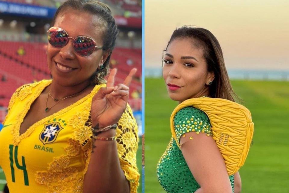 Imagens justapostas mostram a Belle, mulher do jogador da seleção brasileira, Thiago Silva, posando para fotos. As fotos são separadas por quatro anos e mostram-a mais magra - Metrópoles